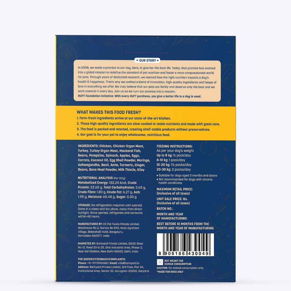 HUFT Sara's Wholesome Chicken & Turkey Dog Food Pack