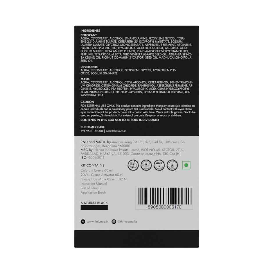 ThriveCo Permanent Color Creme | No Ammonia | No Ppd | Natural Black