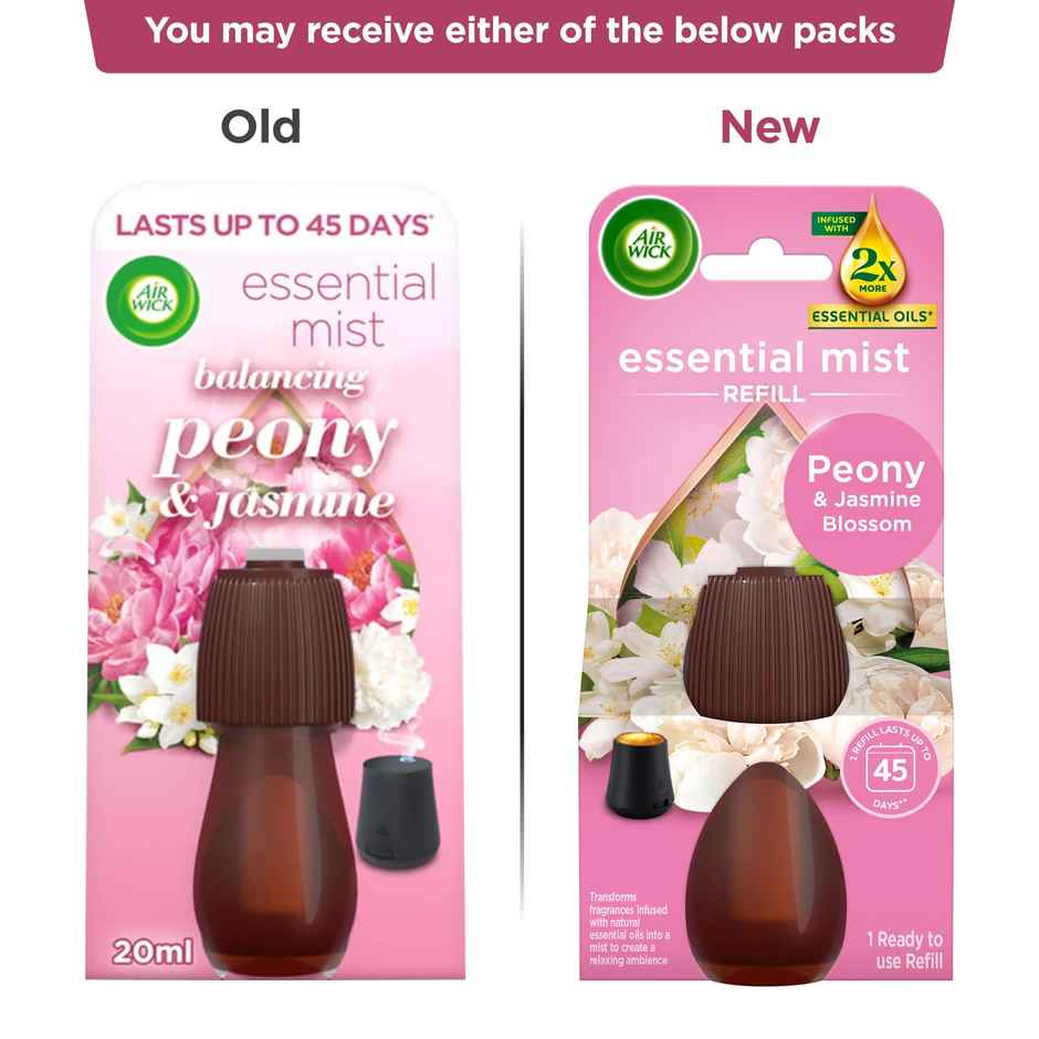 Air Wick Essential Mist Automatic Fragrance Mist Diffuser Refill, Peony & Jasmine Blossom