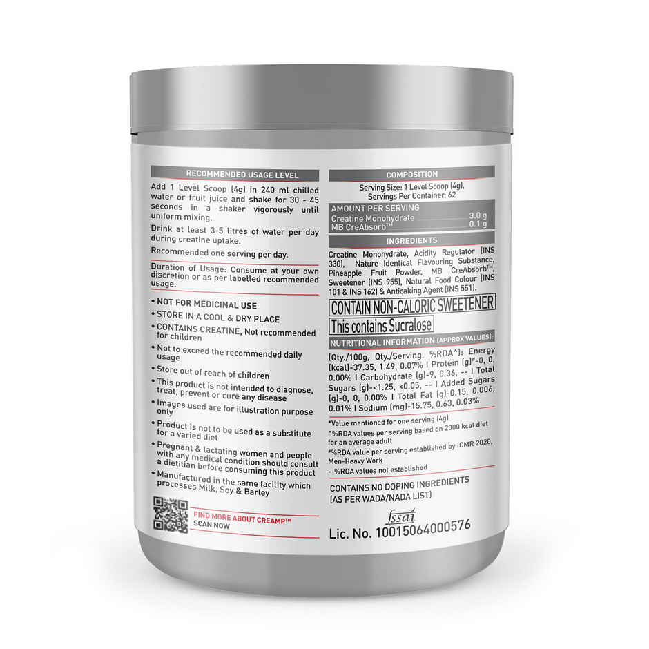 Muscleblaze Creatine Monohydrate Creamp With Creabsorb (Citrus Blast, 62 Servings) (320g) & Quaker Oats (1kg) Combo