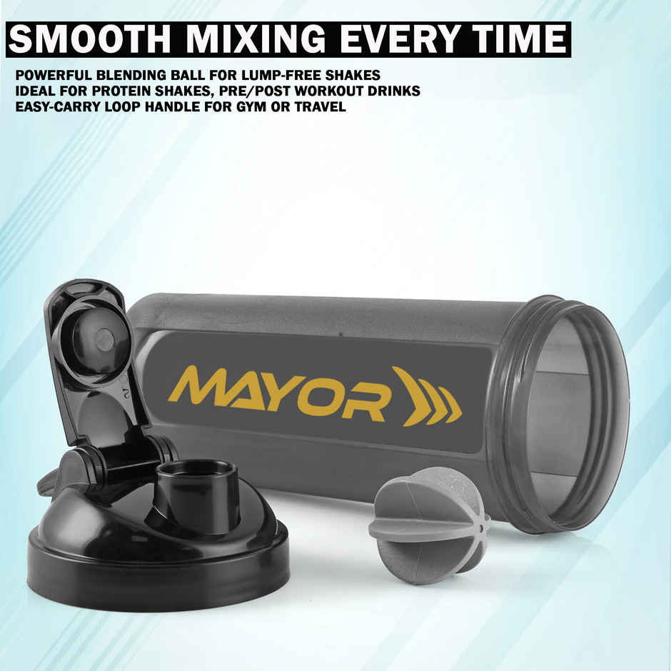Mayor Shaker Bottle | BPA Free | Gym and Sports Bottle | Black - 700 ml