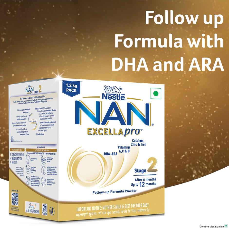 Nestle Nan Excellapro 2 Follow-up Formula Baby Powder, Vitamin, DHA & ARA | 6-12 Months