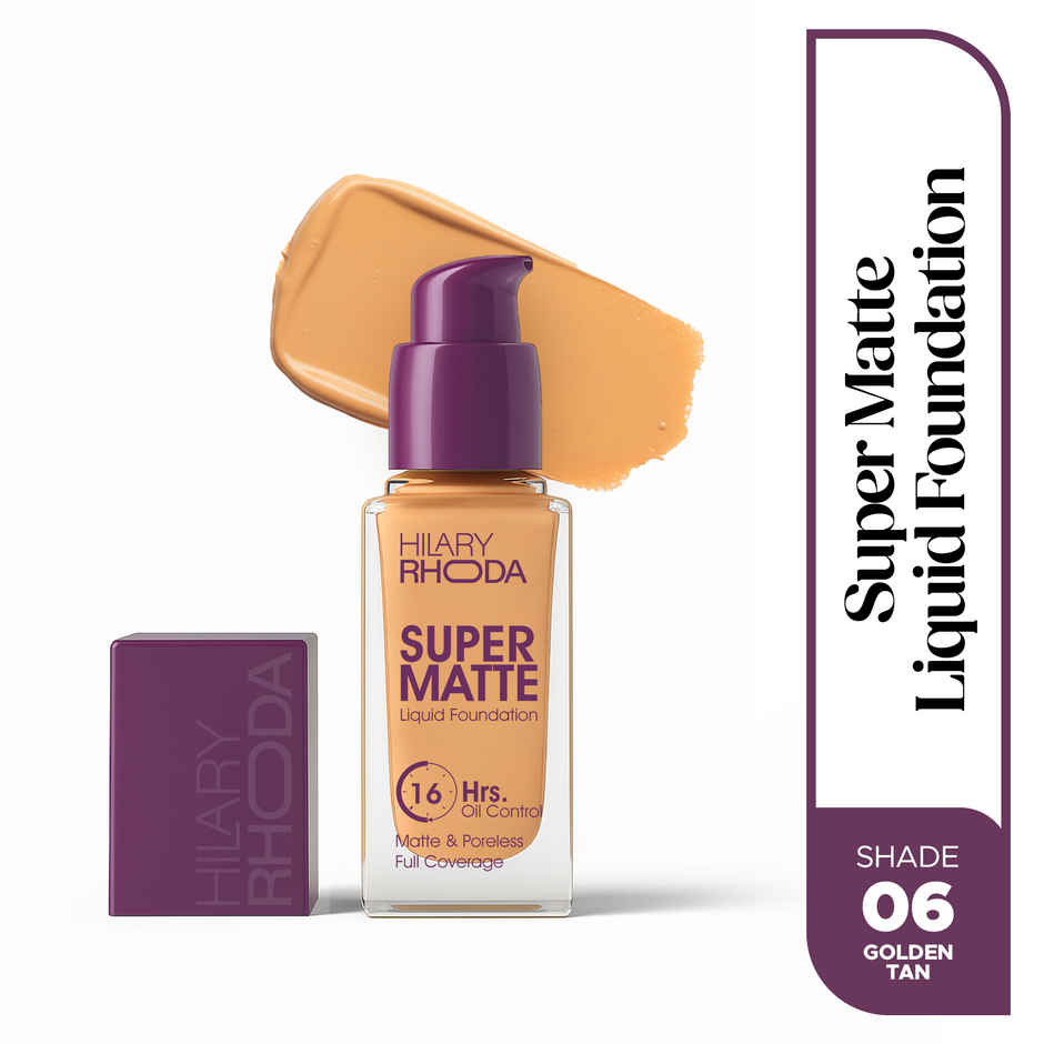 Hilary Rhoda Super Matte Liquid Foundation | Golden Tan Shade 06