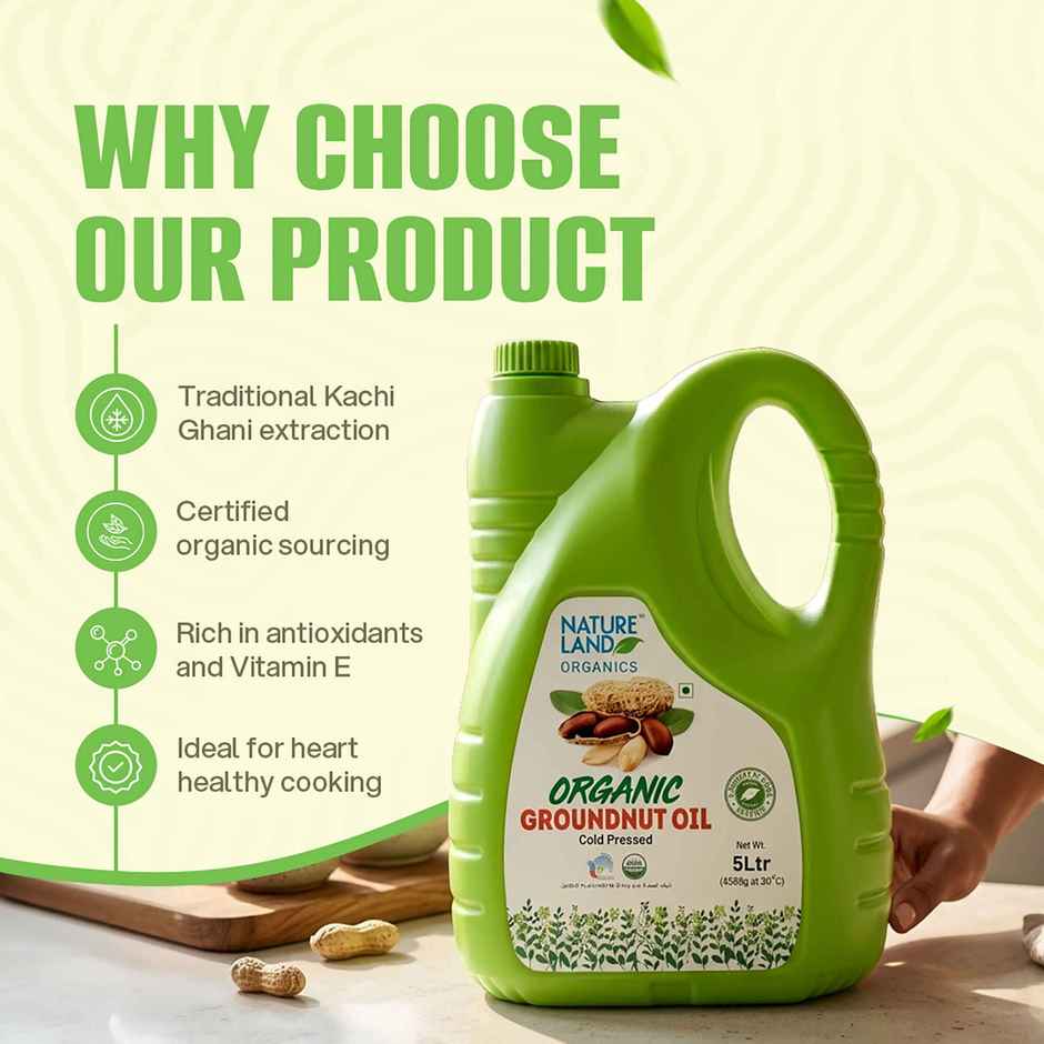 Natureland Organics Groundnut (Peanut) Cold Pressed Oil | Healthy Cooking Oil