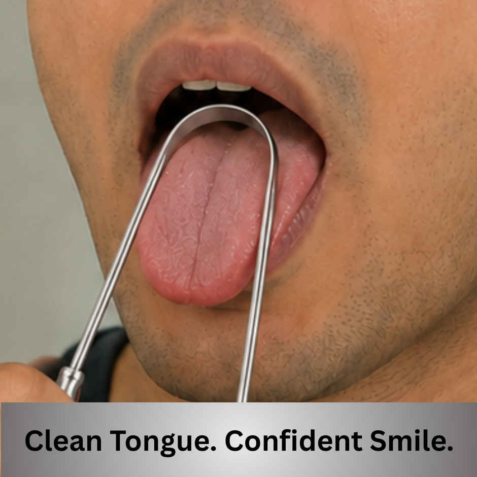 Midazzle Metal Stainless Steel Tongue Cleaner with Handle | MIOT7502