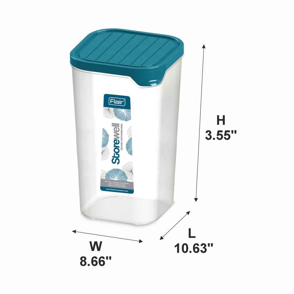 Flair Plastic Storewell Food Storage Containers 3000Ml (Blue), Food Grade, Bpa Free