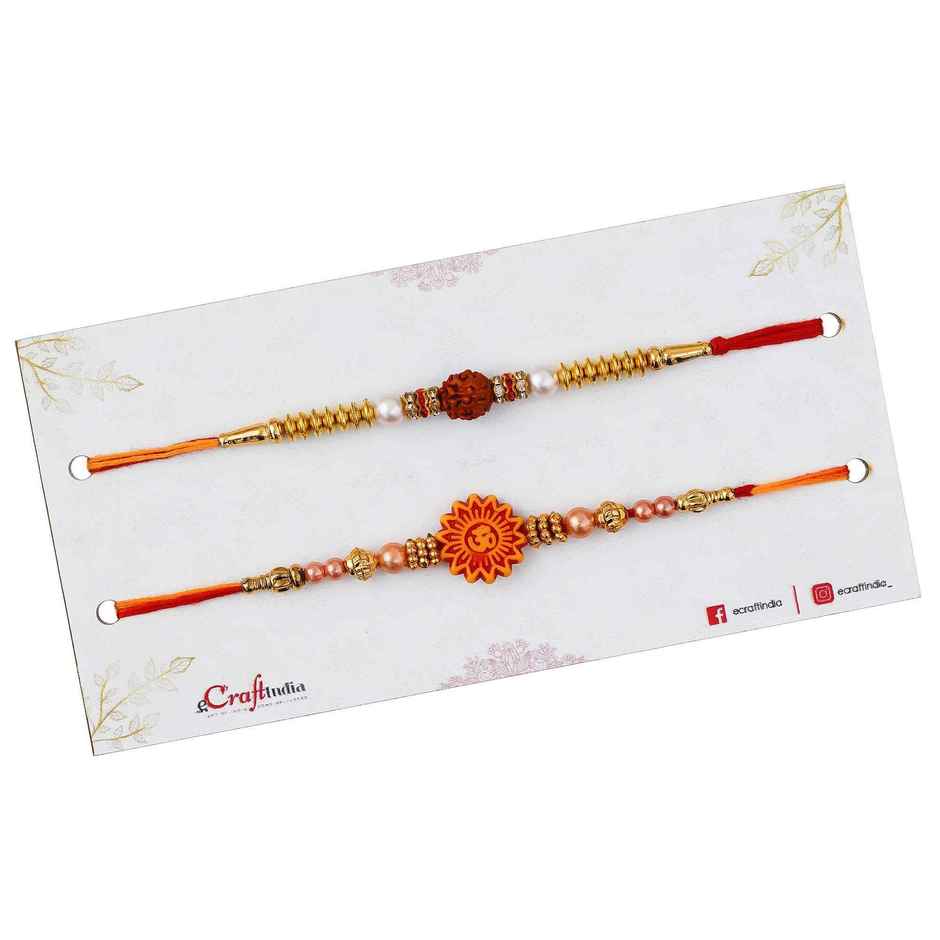 Om Rudraksha Rakhi with Roli Chawal Pack for Brother Raksha Bandhan | Ecraftindia