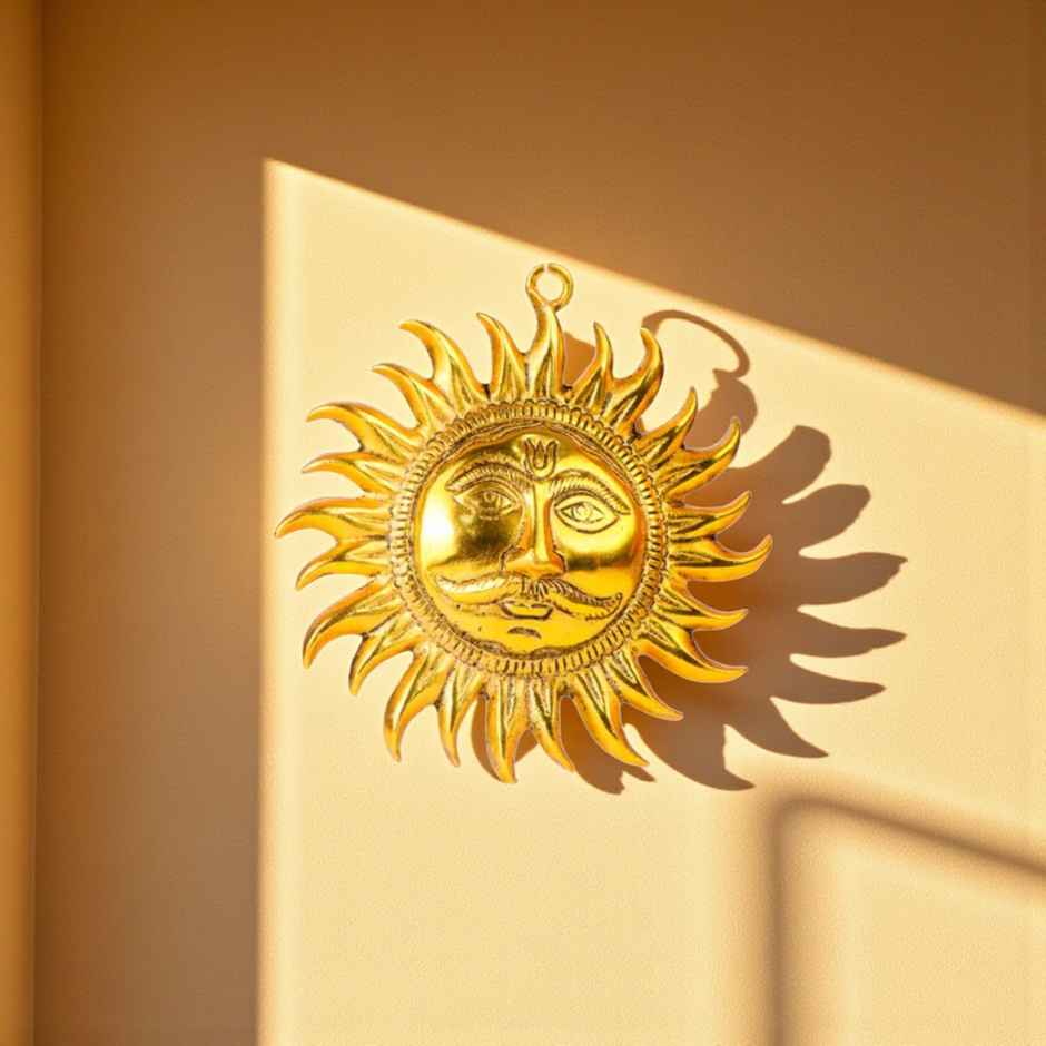Suryadev Face Wall Hanging in Gold Polish | Devnidhi
