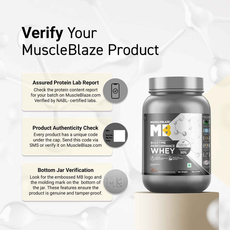 MuscleBlaze Biozyme Performance Whey Protein Powder (Rich Chocolate)