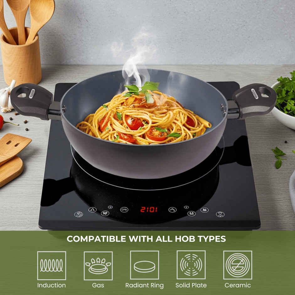 Tower Cerasure Non-Stick Kadhai | 24 cm | Gas & Induction Compatible