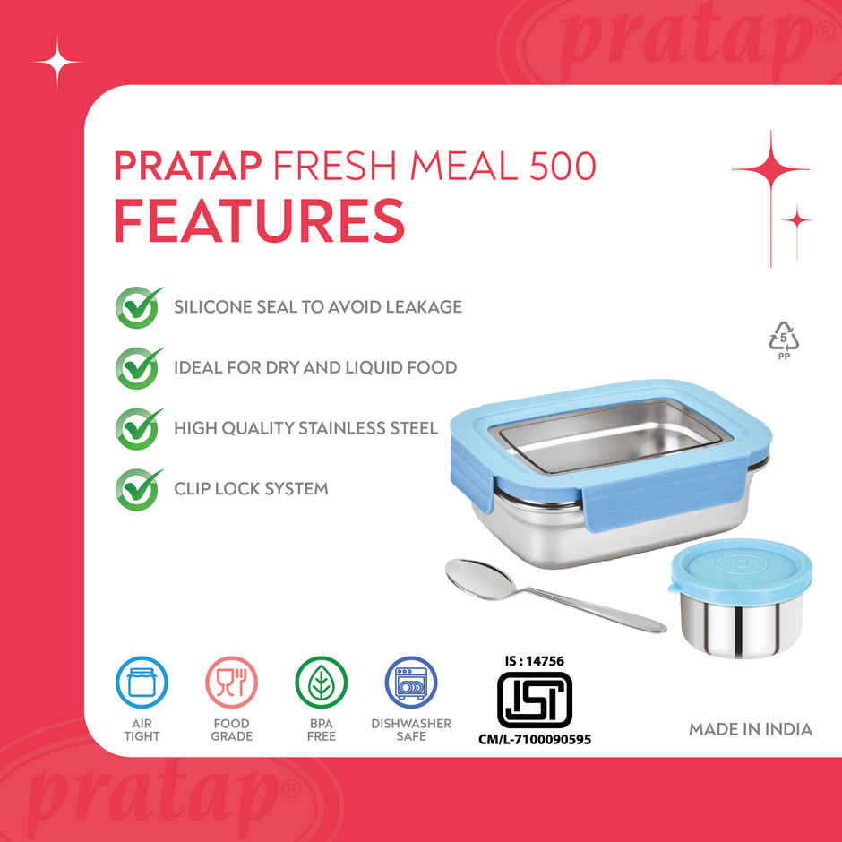 Stainless Steel Lunch Box with Inner Container and Spoon | Leak Proof , BPA Free for Office School