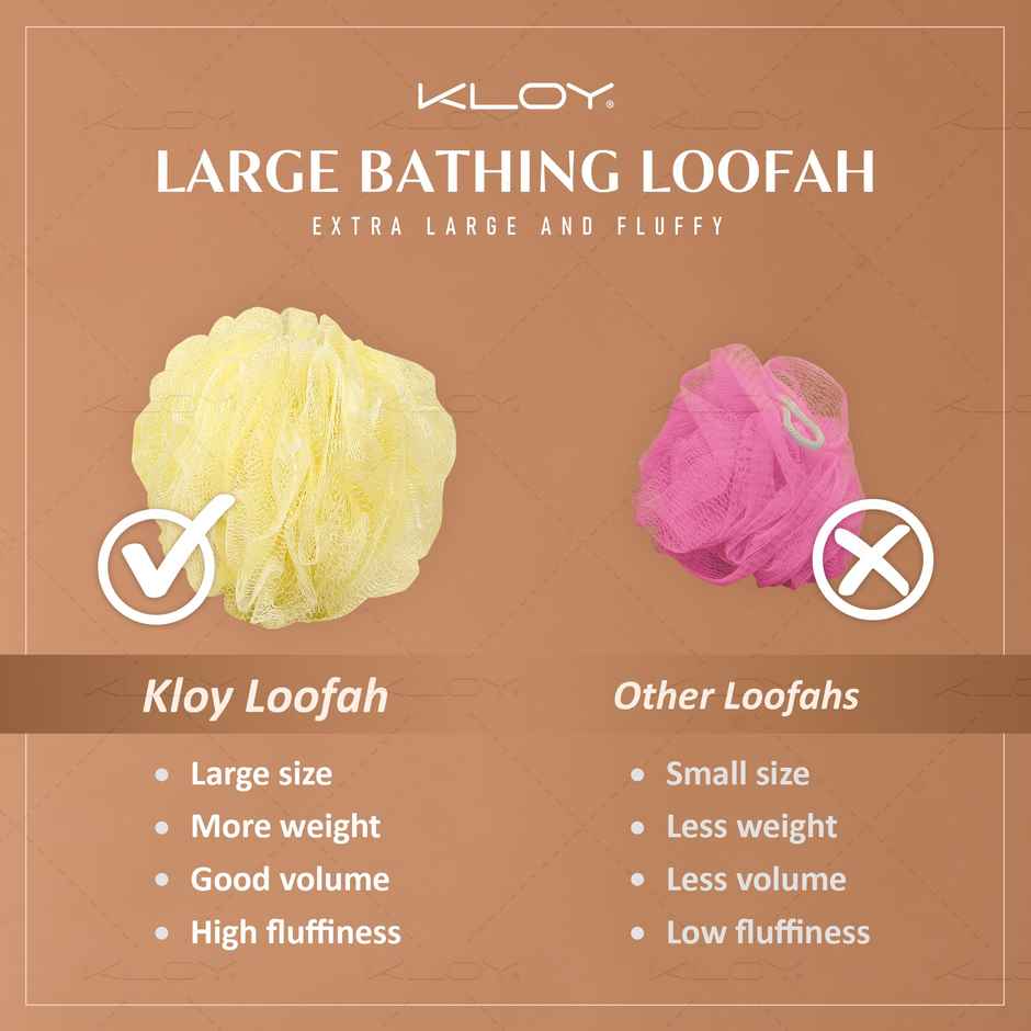 Large Bath Loofah Sponge Scrubber Exfoliator for High Lather Cleansing (Purple and Yellow)
