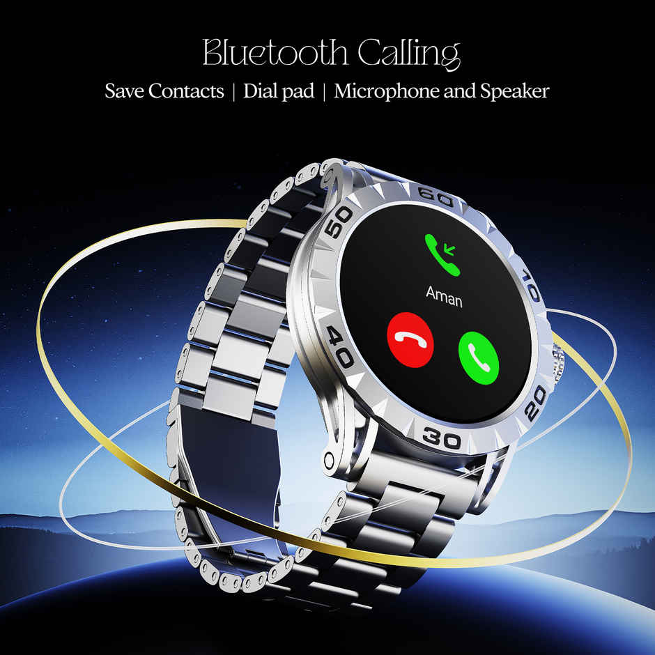 boAt Enigma Orion Smartwatch | 1.34" Display | Functional Crown - Metal Silver