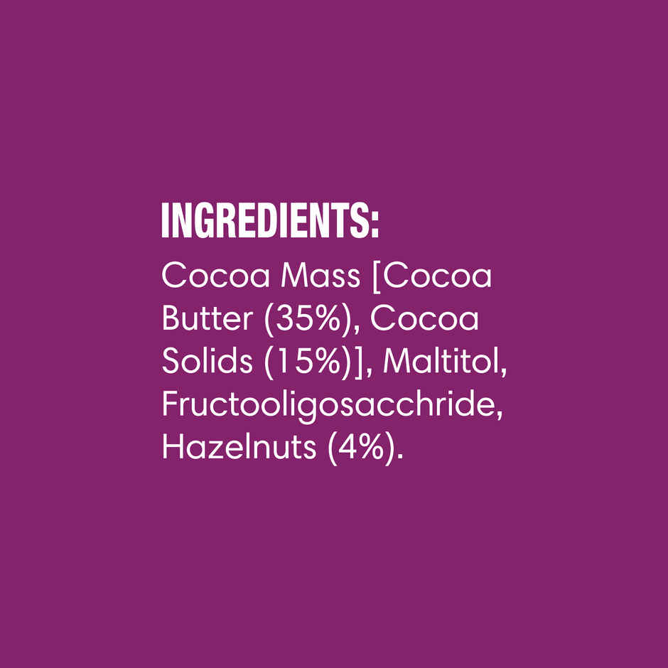 Lo Foods Hazelnut Sugar Free Dark Chocolate Bar | Premium Cocoa Butter Healthy Chocolate