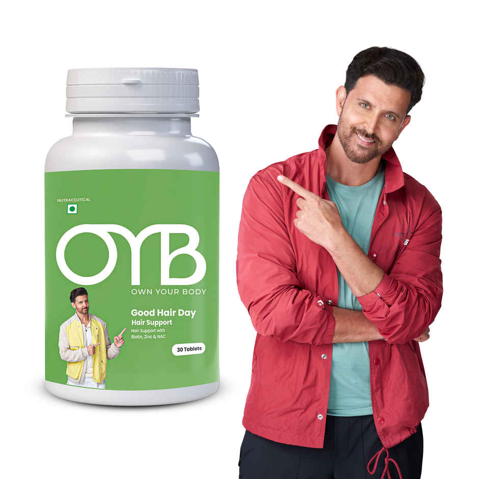 OYB Hair, Skin & Nail Support with Biotin, Zinc & NAC for Hair Growth