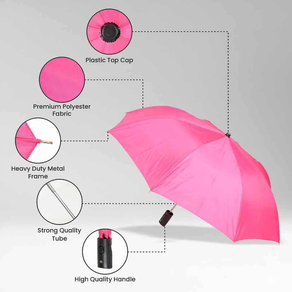 EUME Leatrix 21 Inch 2 Fold Auto-Open Lemon Umbrella | Pink