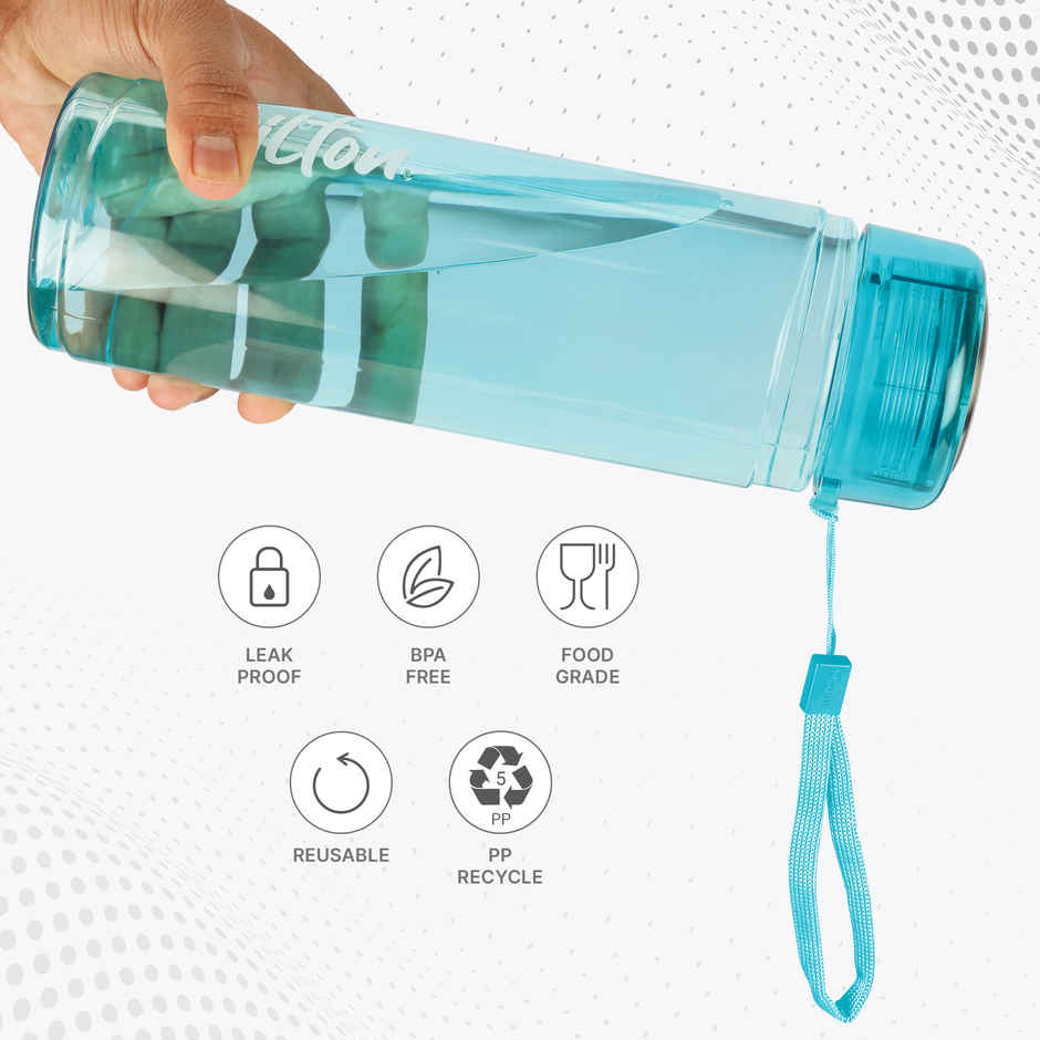Milton Hector 1000 Water Bottle 1 Litre Reusable Plastic Fridge Bottle BPA Free and Leak Proof Blue