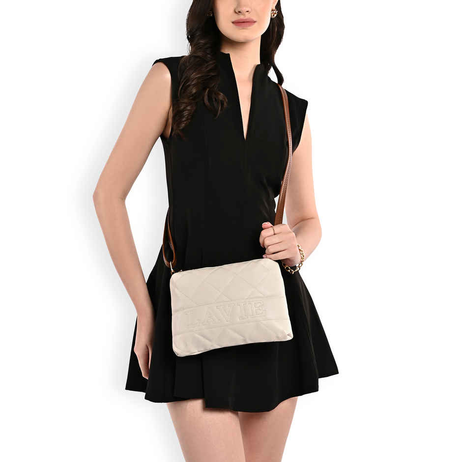 Lavie Women's Quilt Jill Top Zip Sling Bag | Off White