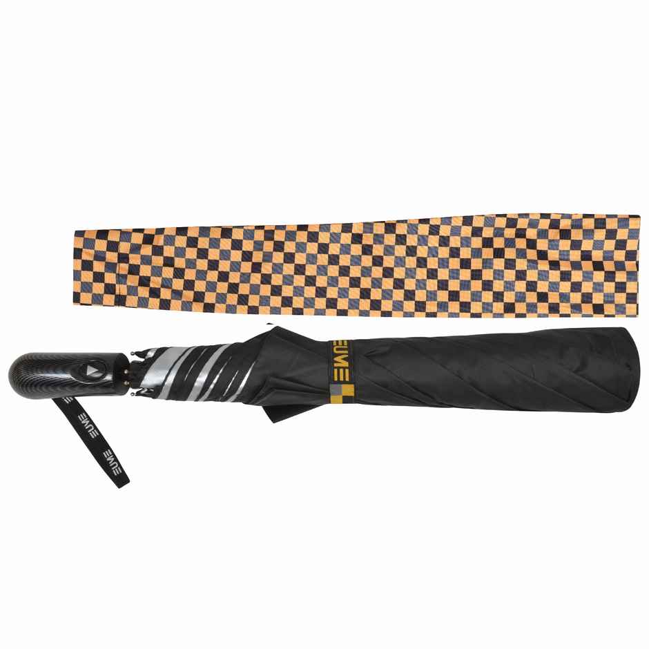 Eume Nurture Auto Open Unisex Black And Silver Color Umbrella | 27 Inch | 2 Fold