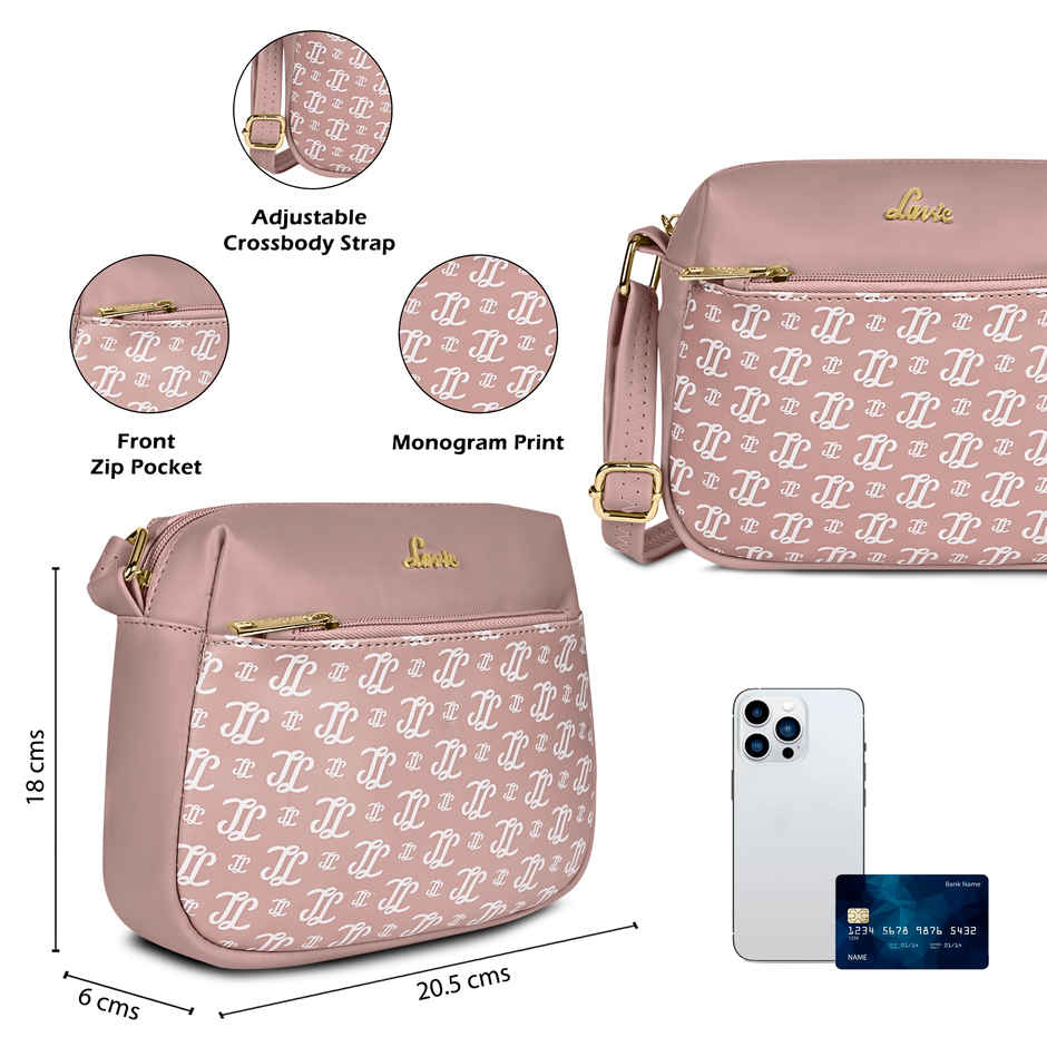 Lavie Women's Mono Ll Farah Crossbody Sling Bag | Ladies Purse Handbag | Pink