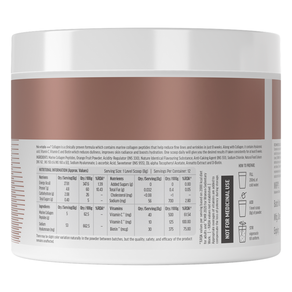 hk vitals Skin Radiance Collagen Supplement with Biotin (Orange, 100g)