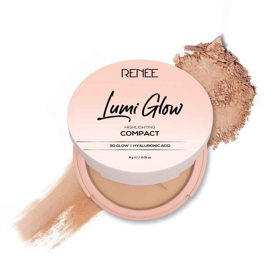 RENEE Lumi Glow Highlighting Compact | Medium Coverage, Dewy Finish, 3D Glow | 05 Chiffon Cocoa