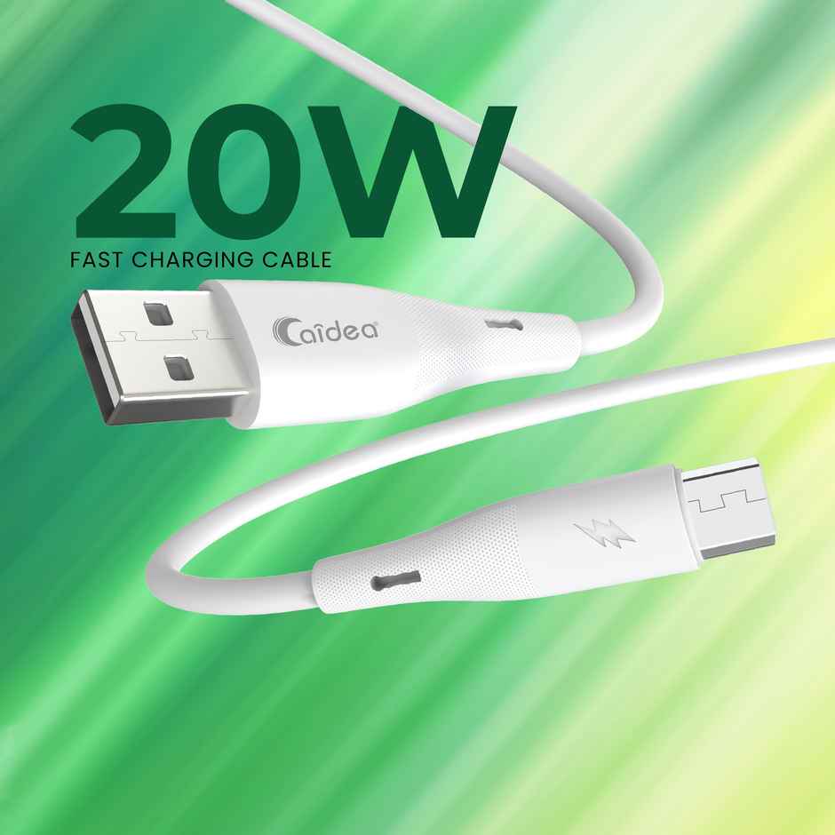 Caidea CUC25 - 20W Fast Charging USB to Micro | Sync and Charge Data Cable | White - 1 m