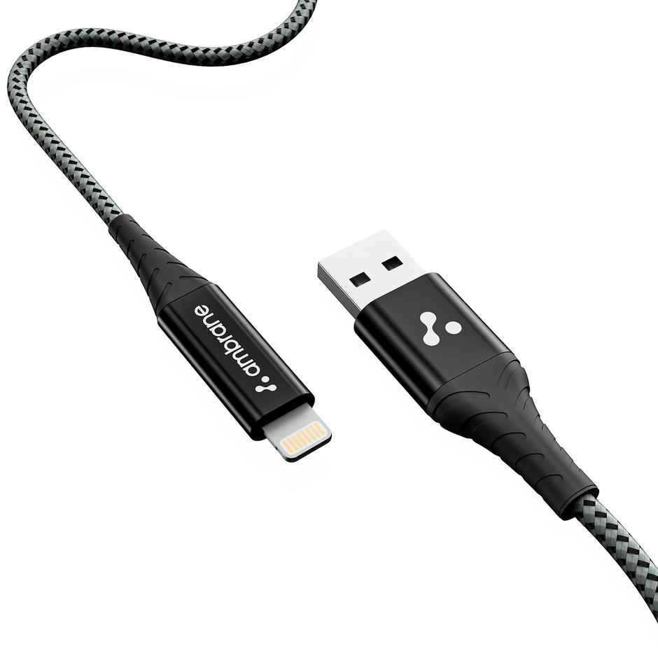 Ambrane 15W USB to Lightning Fast Charging Braided Cable - 1 m