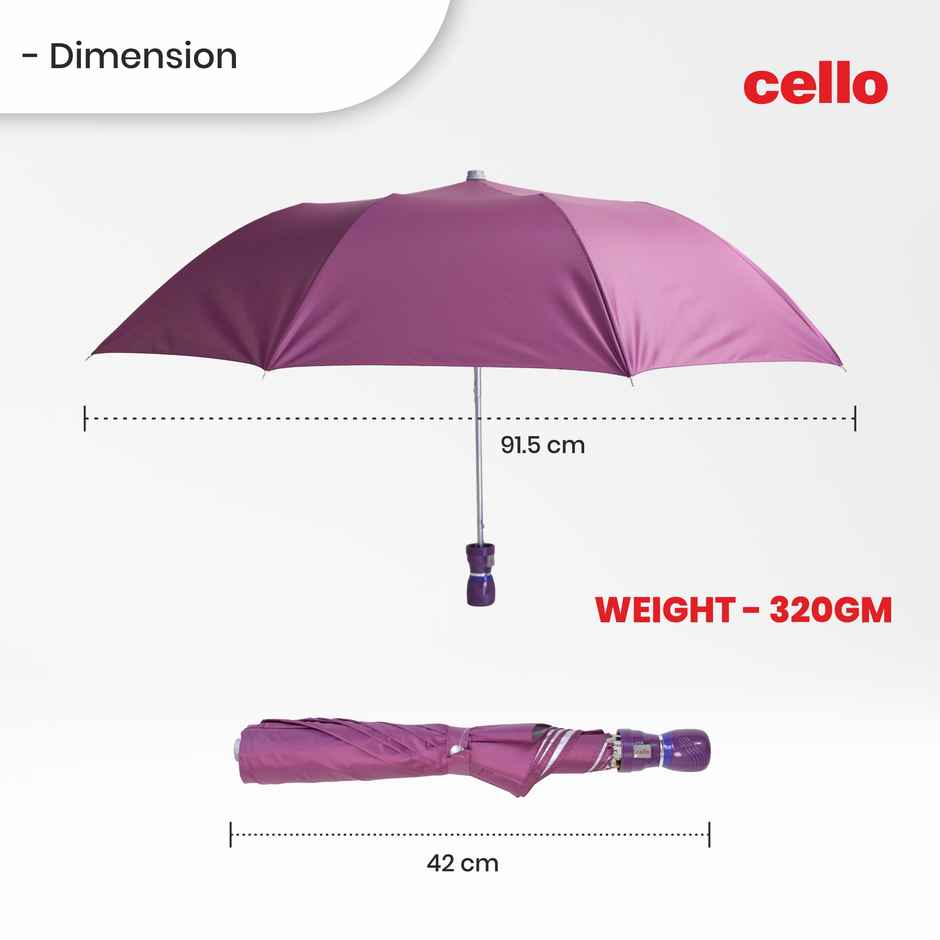 Cello Varsha 21 Inch 2 Fold Mix Mono Silver Umbrella | Maroon