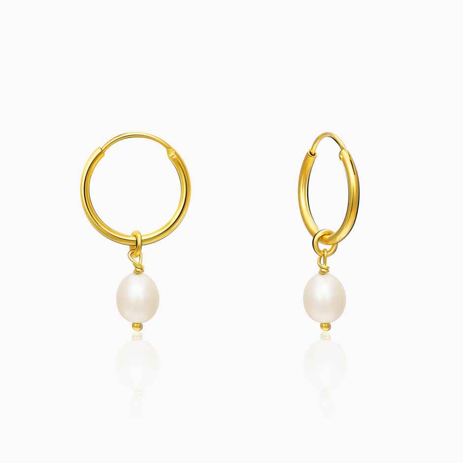 Giva Golden Pearl Drop Hoops