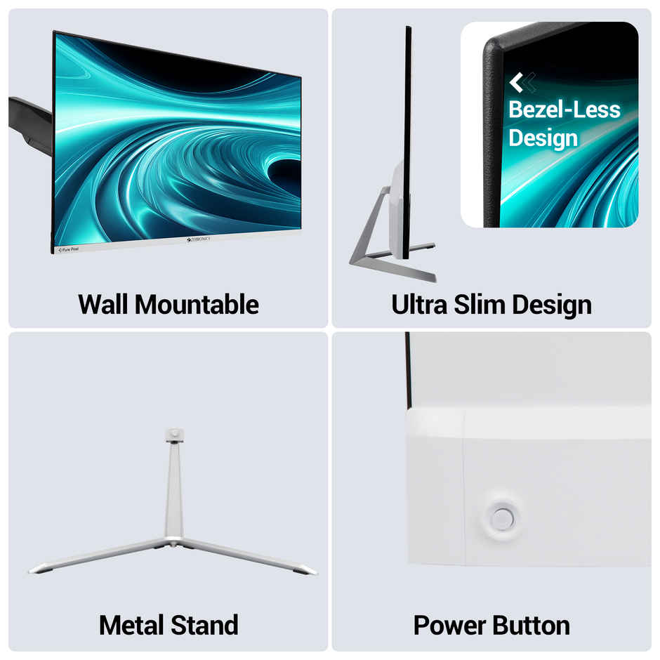 Zebronics A24 FHD LED 24" Monitor | 1920x1080 | 240 Nits | HDMI & VGA | Speakers | Slim Bezel