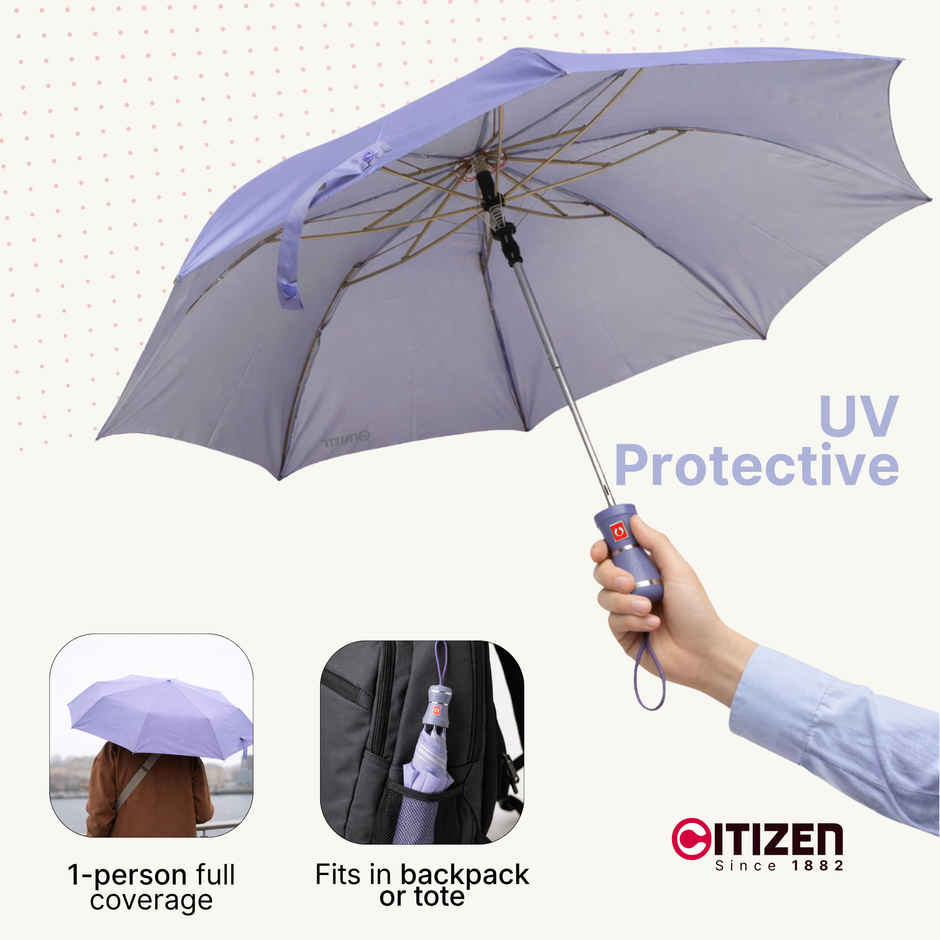 Citizen 2 Fold 21 Inch Purple Mono Silver Umbrella