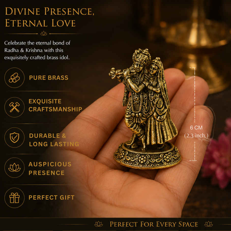 Pure Brass Radhe Krishna Idol | Estoria Collective