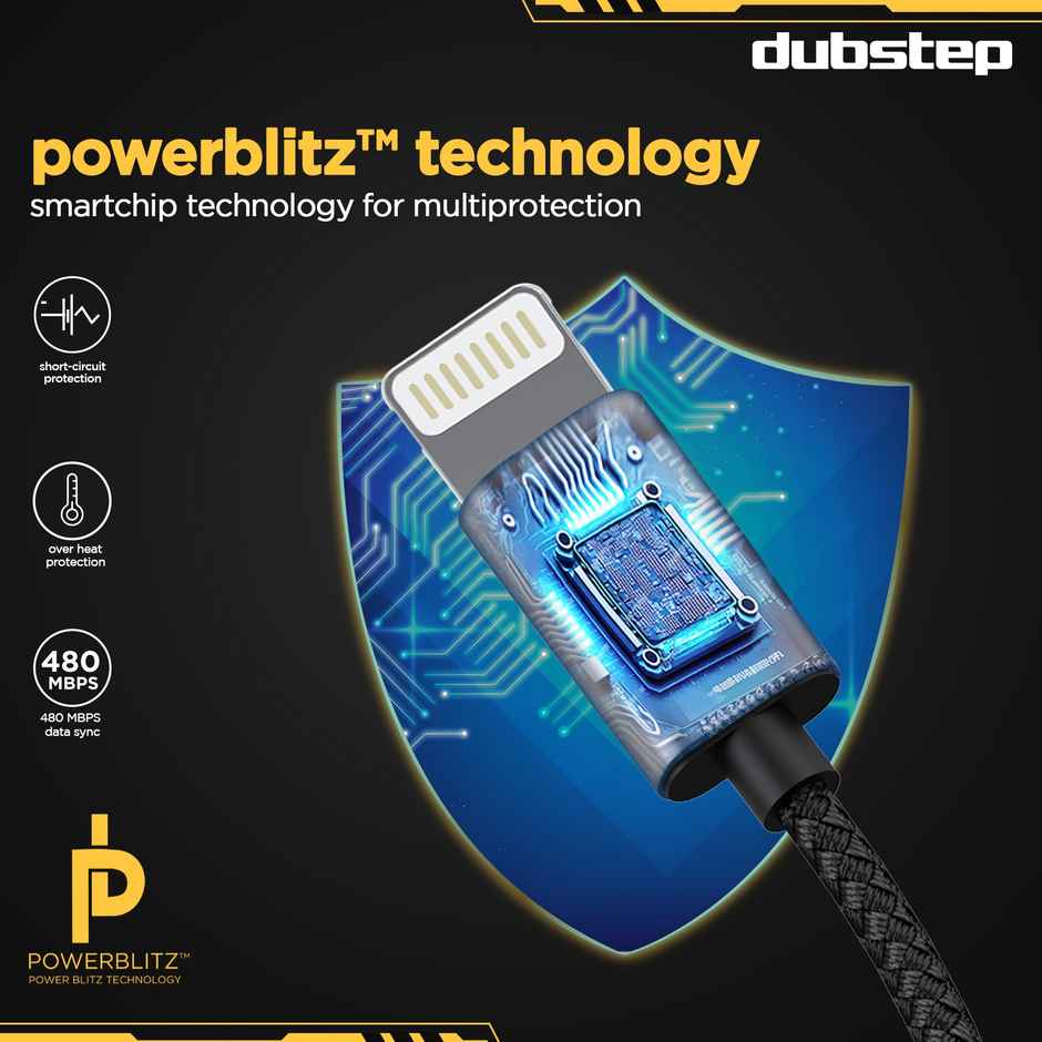 Dubstep Blaze Flash 33W 1.25m Type-C To Type-L Data Fast Charging Nylon Braided Cable with Overheat Protection | 70k Insertion Tested - Grey