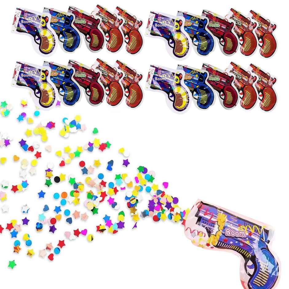 Kidology 20 pcs Inflatable Fireworks Gun Party Toys | Confetti Gun Shooter for Party Supplies