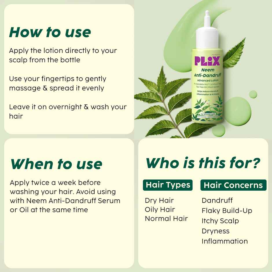 Plix The Plant Fix Neem Anti-Dandruff Advanced Lotion | Reduces Dandruff | Itchy Scalp