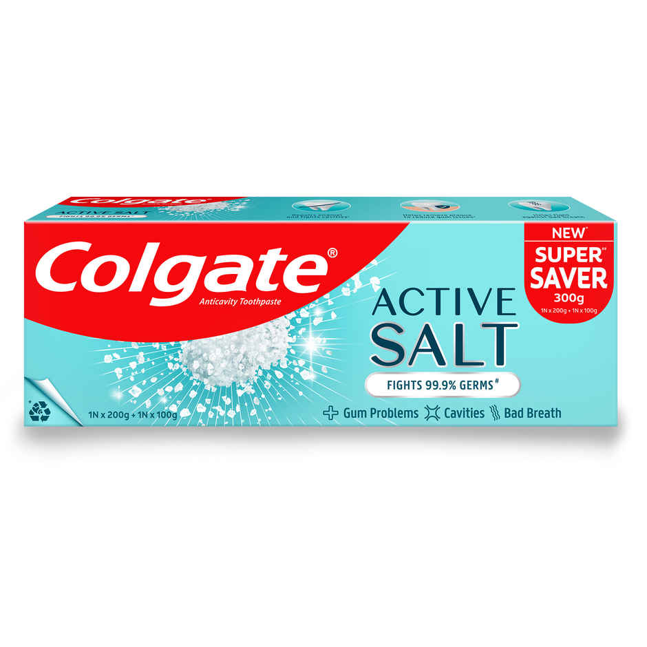Colgate Active Salt Toothpaste, Germ Fighting Toothpaste for Healthy Gums and Teeth (Saver Pack) Combo