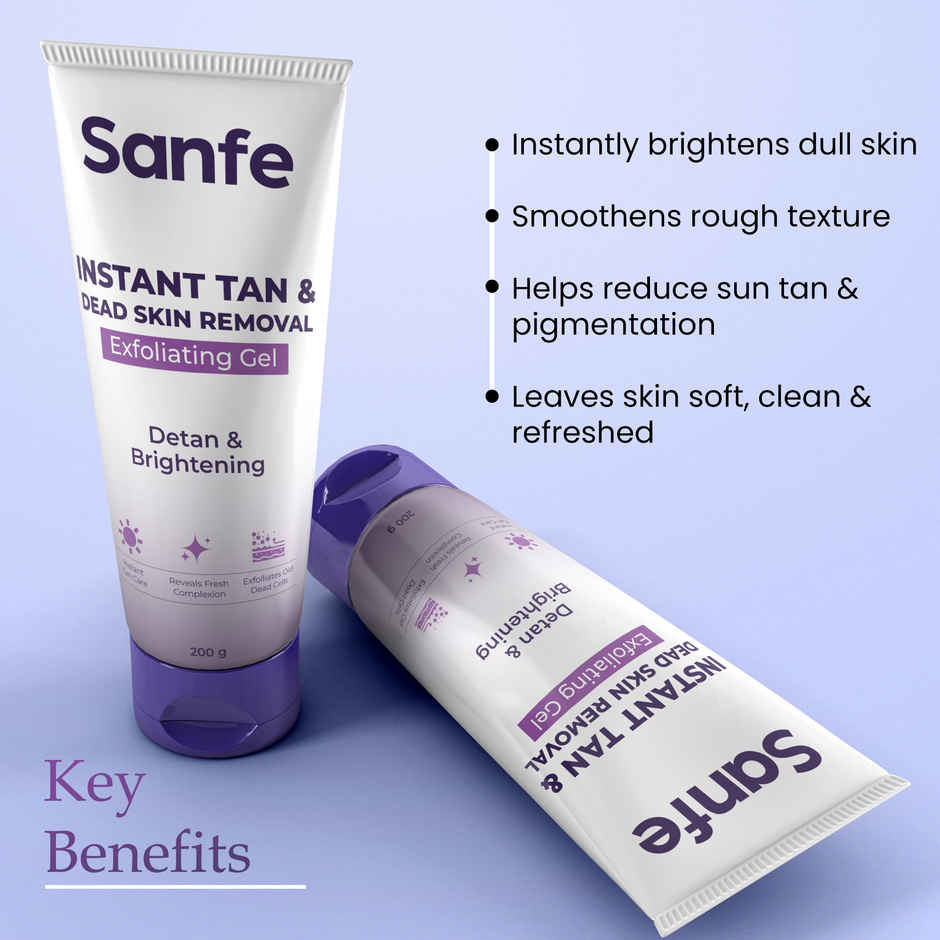 Sanfe Instant Tan & Dead Skin Removal Gel | Gentle De Tan Exfoliating Gel