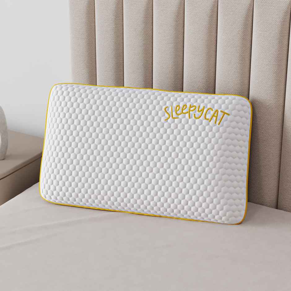 Sleepycat Marshmallow Pillow Medium Soft With Bamboo Fabric Zipper Cover -(Standard, 25X16 Inches)