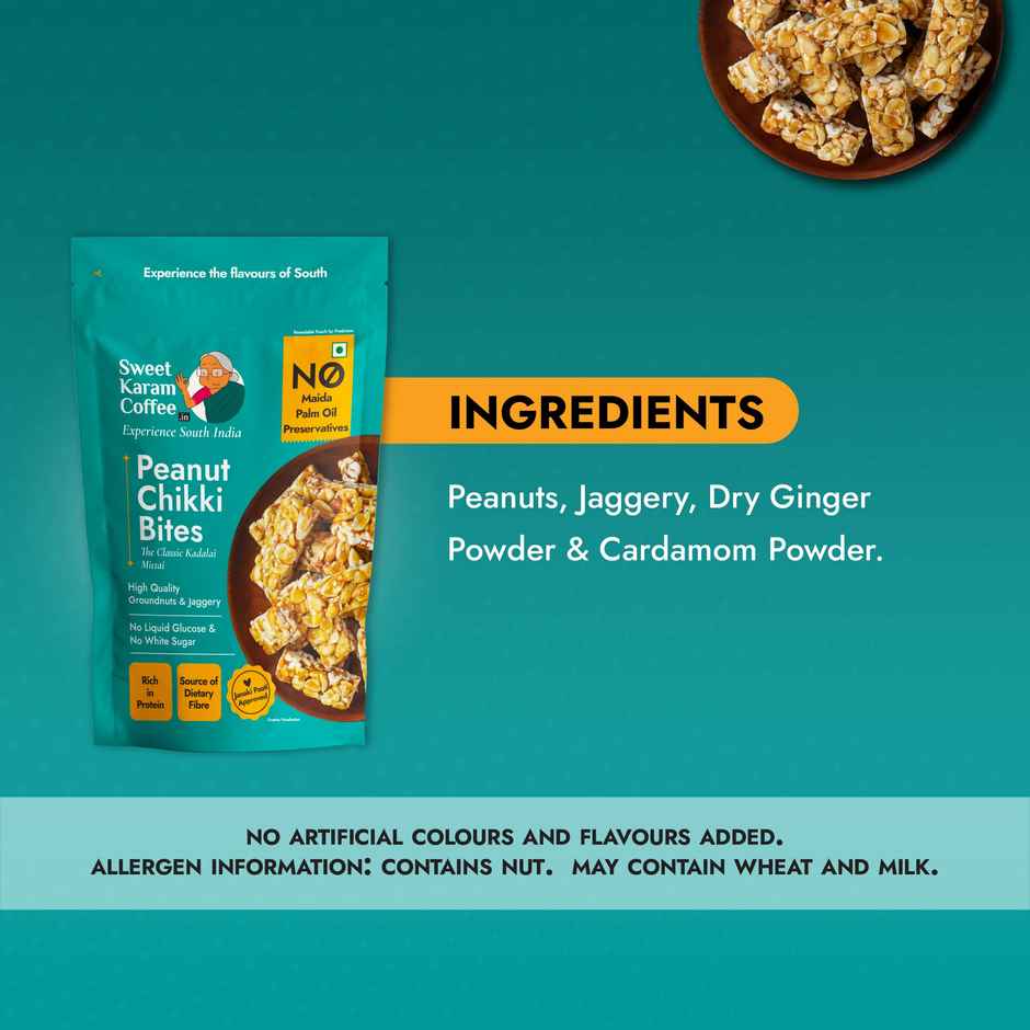 Sweet Karam Coffee Peanut Chikki Bites - No White Sugar, No Liquid Glucose