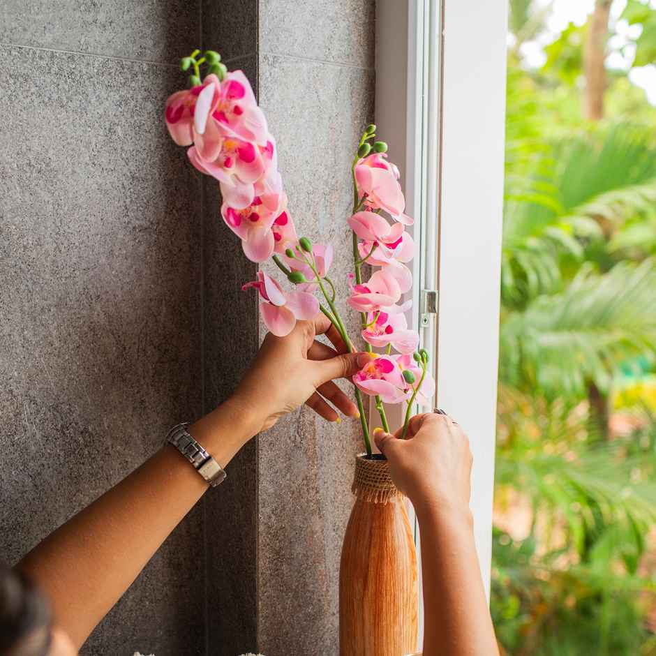 10club Artificial Orchids Flower - Single Stem - Pink