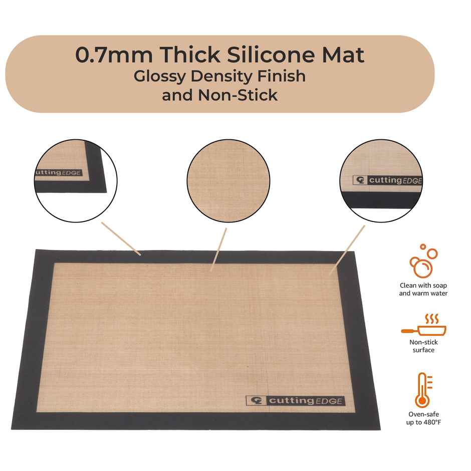 Cutting EDGE Silicone Baking Mat |Non-Stick Glass Fiber Sheet for Dough,Cookies,Macaroons|Large Size