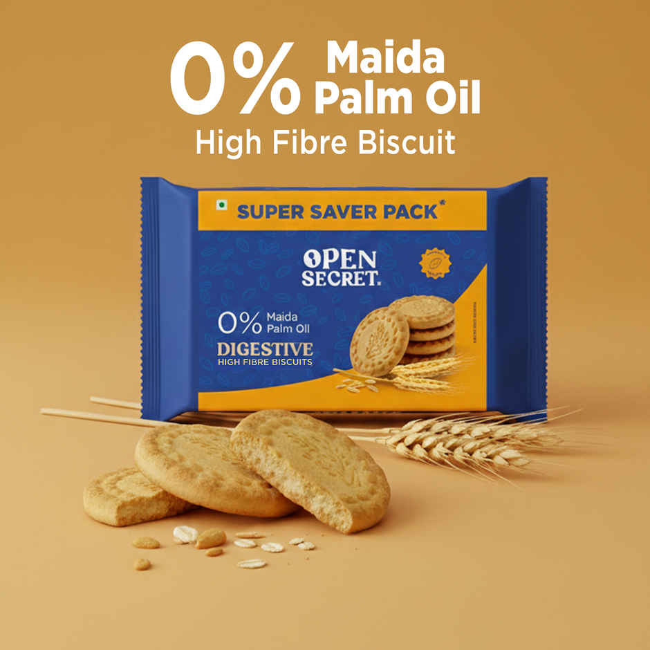 Open Secret Healthy Digestive Biscuit | 0% Maida, 0% Palm Oil, High Fibre | Goodness of Atta