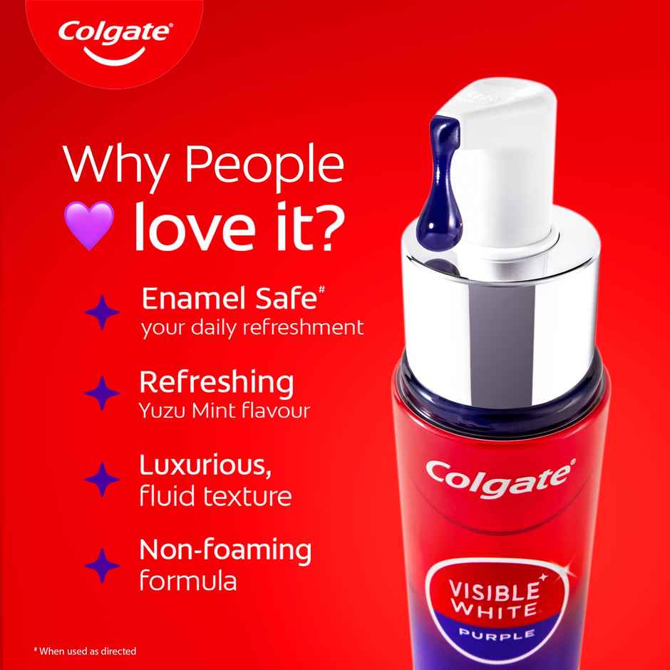 Colgate Visible White Purple Teeth Whitening Serum | Mint & Yuzu Flavour