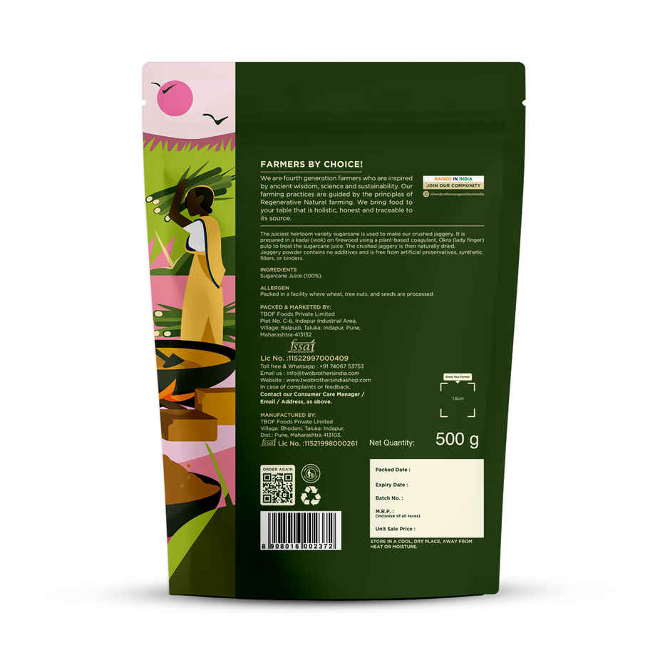 Two Brothers Jaggery Powder Crushed Granular Sugarcane