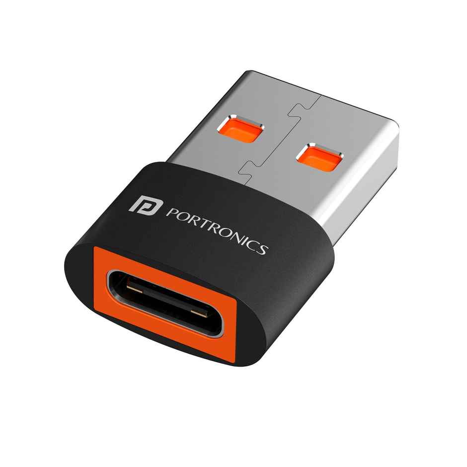 Portronics Bridge X USB 3.0 Type C Female to USB Male OTG Adapter, 5Gbps High Speed Data Transfer, Fast Charging, Compatible with Laptops, Tablets, Smartphone, Chargers and More Devices - Black