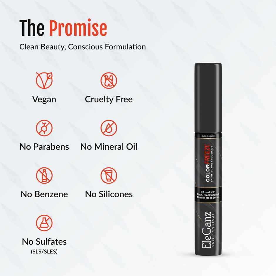 Eleganz Professional Hair Colorfix Gel - Root Touch Up, Bald Spot Fix, Niacinamide,Argan Oil - Black