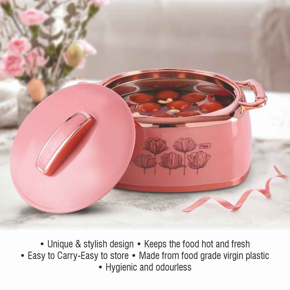 Flair Celebration Insulated Inner Steel Casserole | Pink - 1.5 L