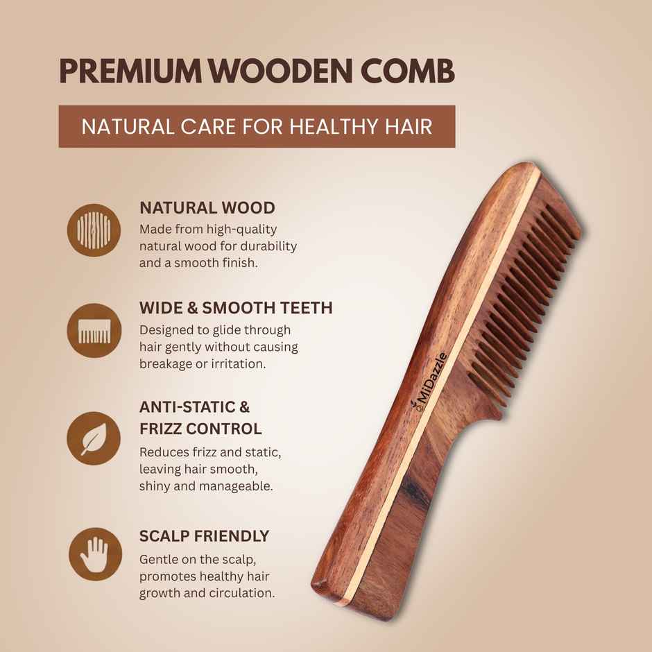 Midazzle Natural Handcrafted Sheesham Rosewood Hair Comb | MIRC2006