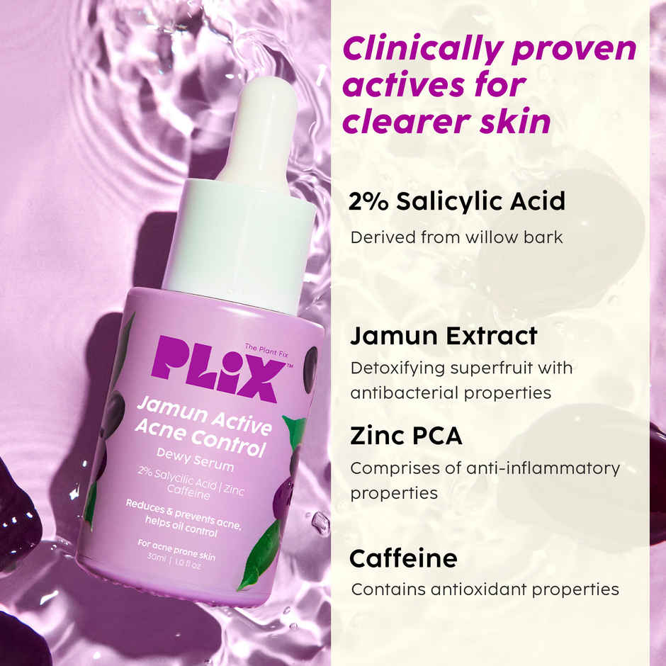 Plix The Plant Fix Jamun Face Wash and Active Acne Serum Combo For Active Acne & Oil Control